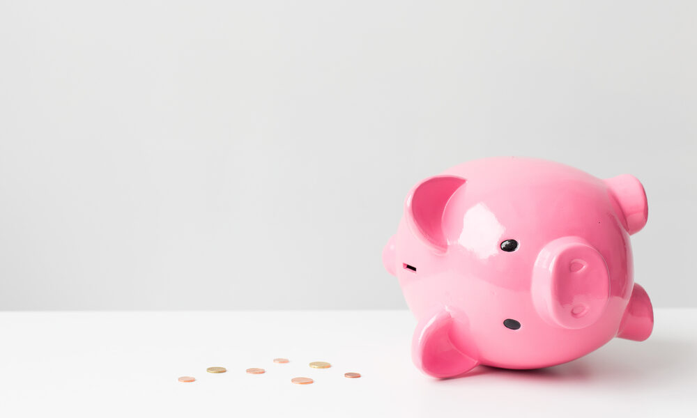 tipped over piggy bank